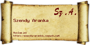 Szendy Aranka névjegykártya